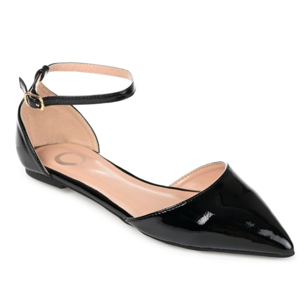 Journee Womens Reba Buckle Pointed Toe Ballet Flats Size 11M